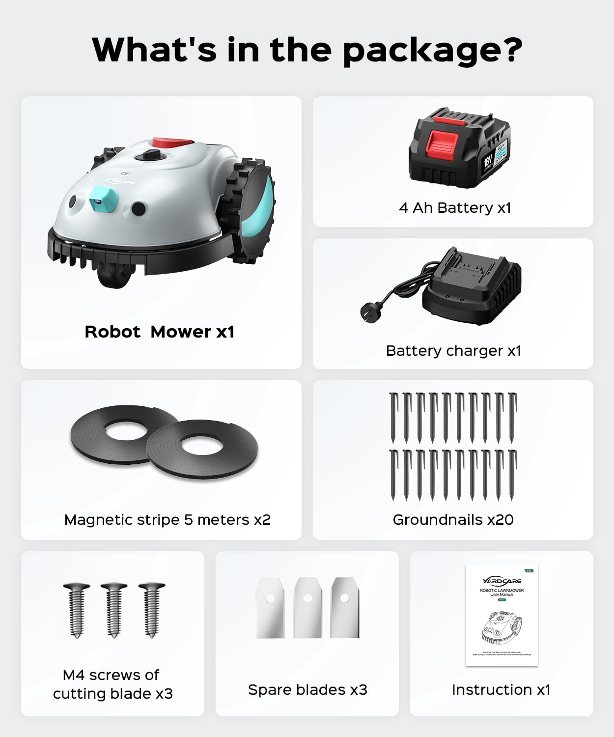 YARDCARE V100 Robot Lawn Mower with HD Vision Navigation & Collision Sensors