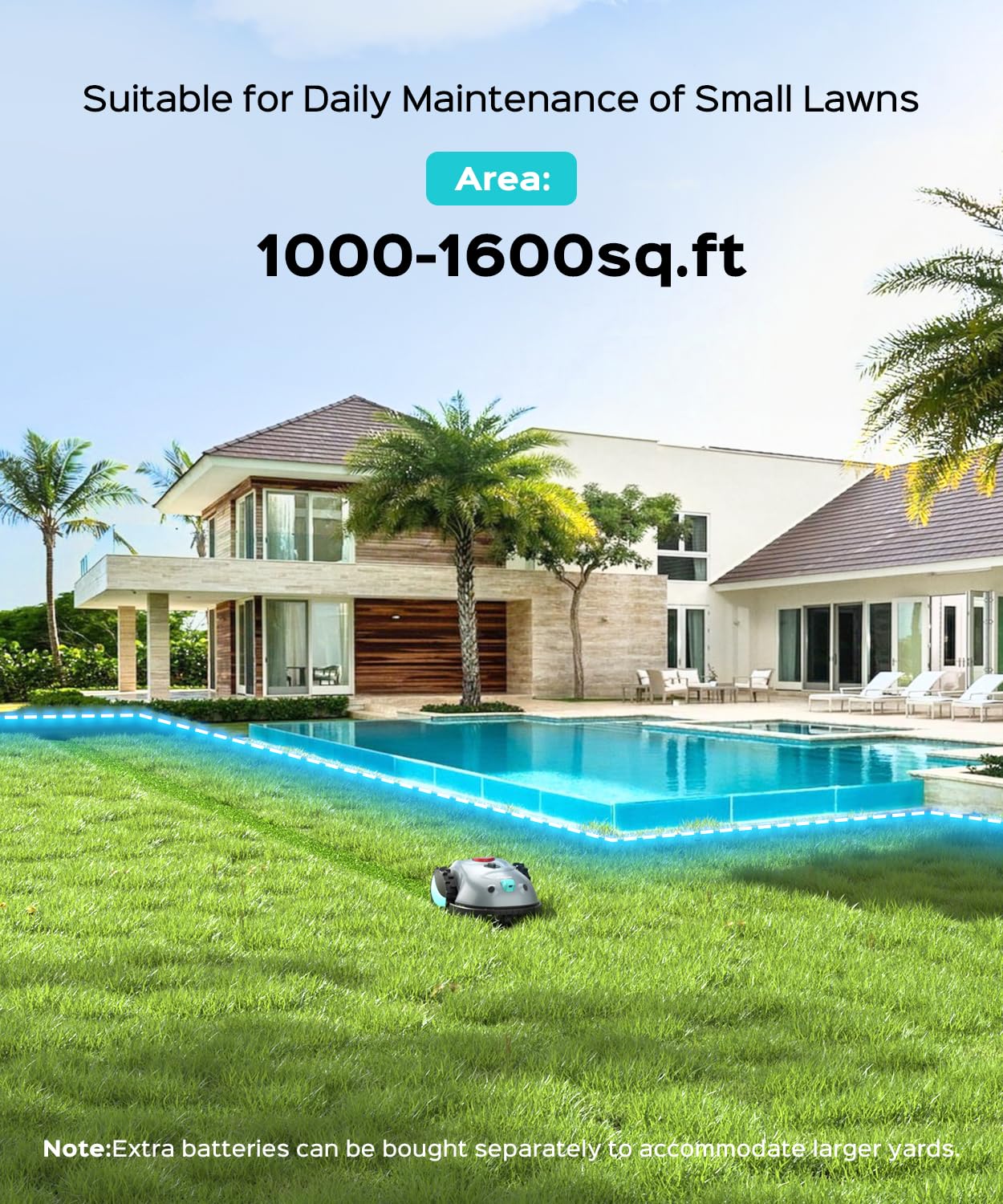 YARDCARE V100 Robot Lawn Mower with HD Vision Navigation & Collision Sensors