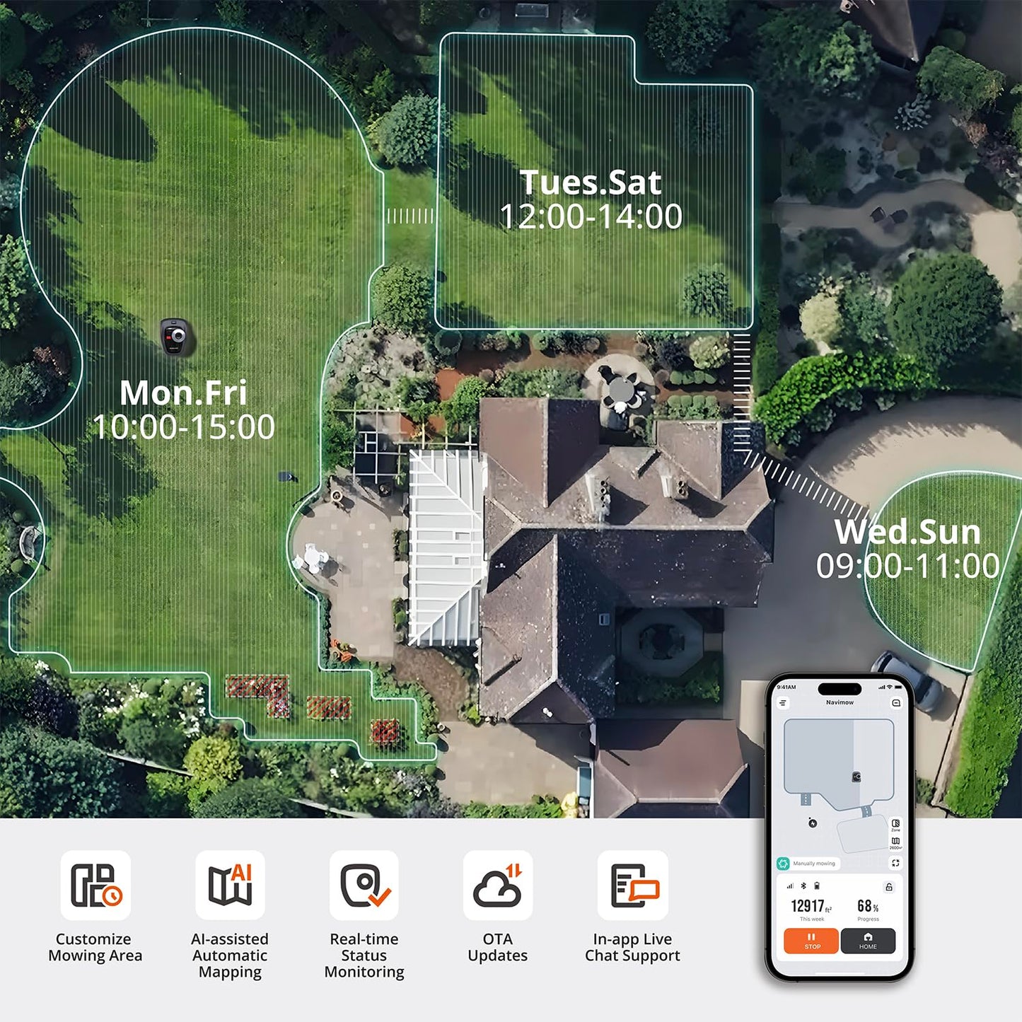Segway Navimow i110N Wire-Free RTK Robot Lawn Mower with AI Mapping