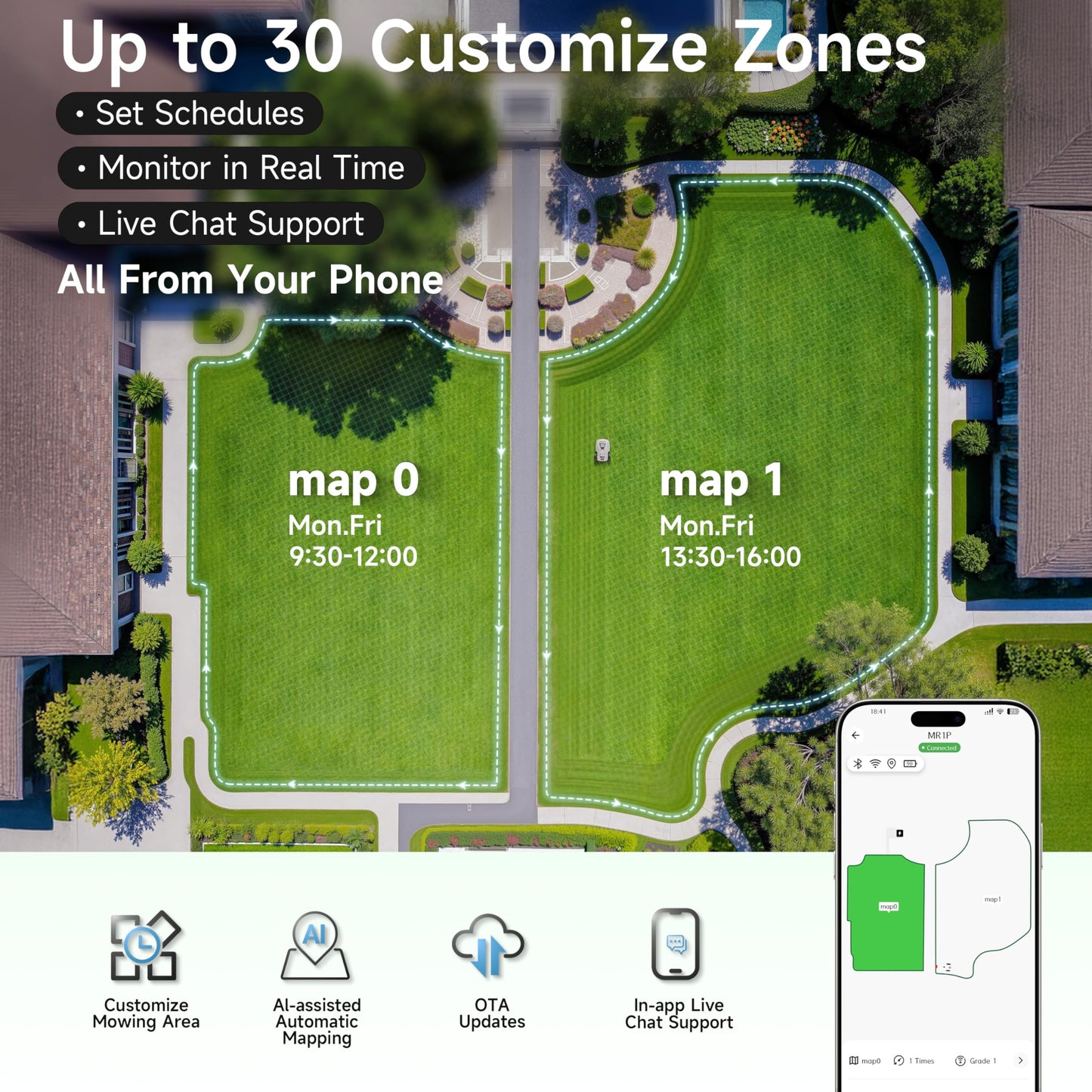 BESTMOW Smart Robotic Lawn Mower with Anti-Theft Tech & App Control