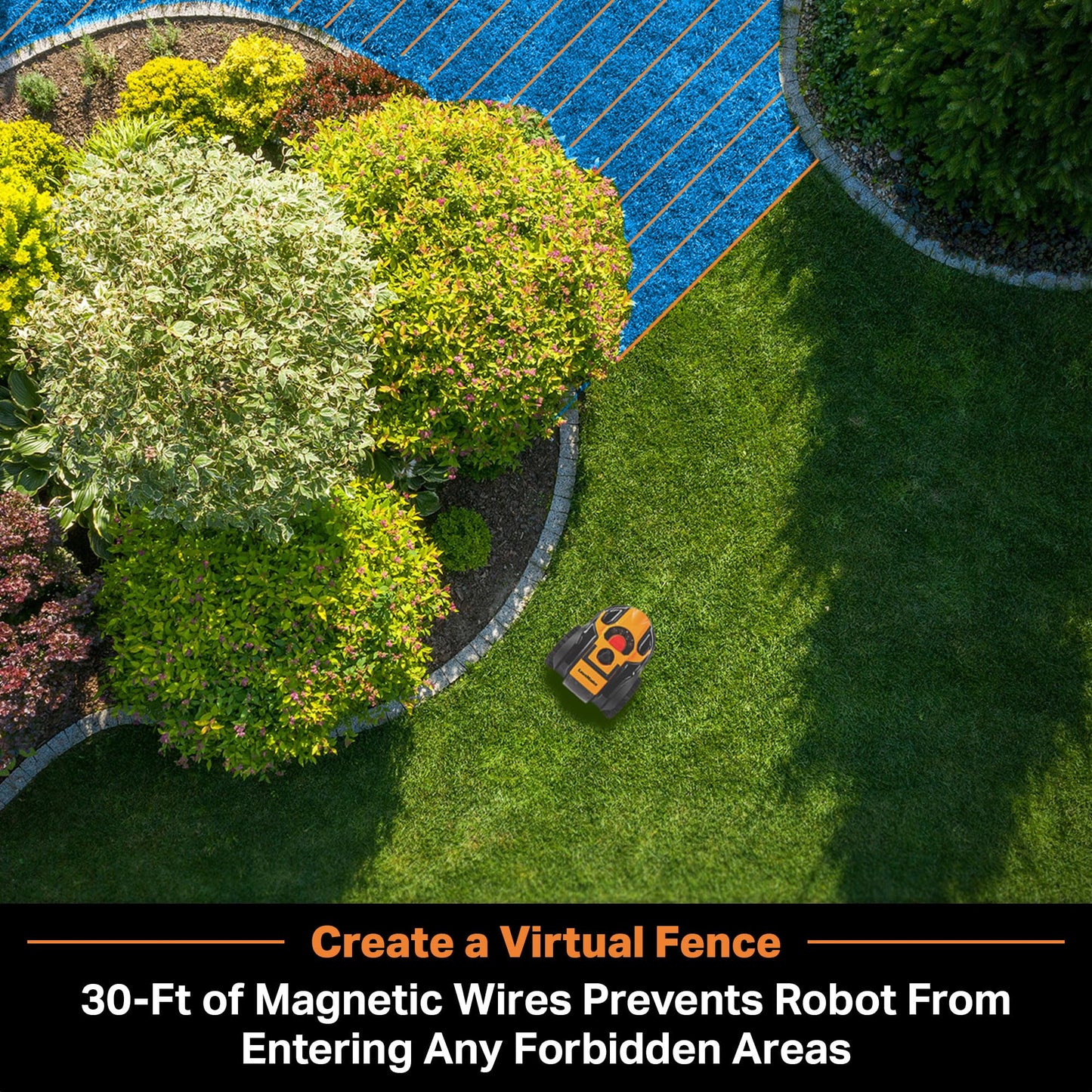 LawnMaster OcuMow Wire-Free Robot Lawn Mower with Optical Navigation