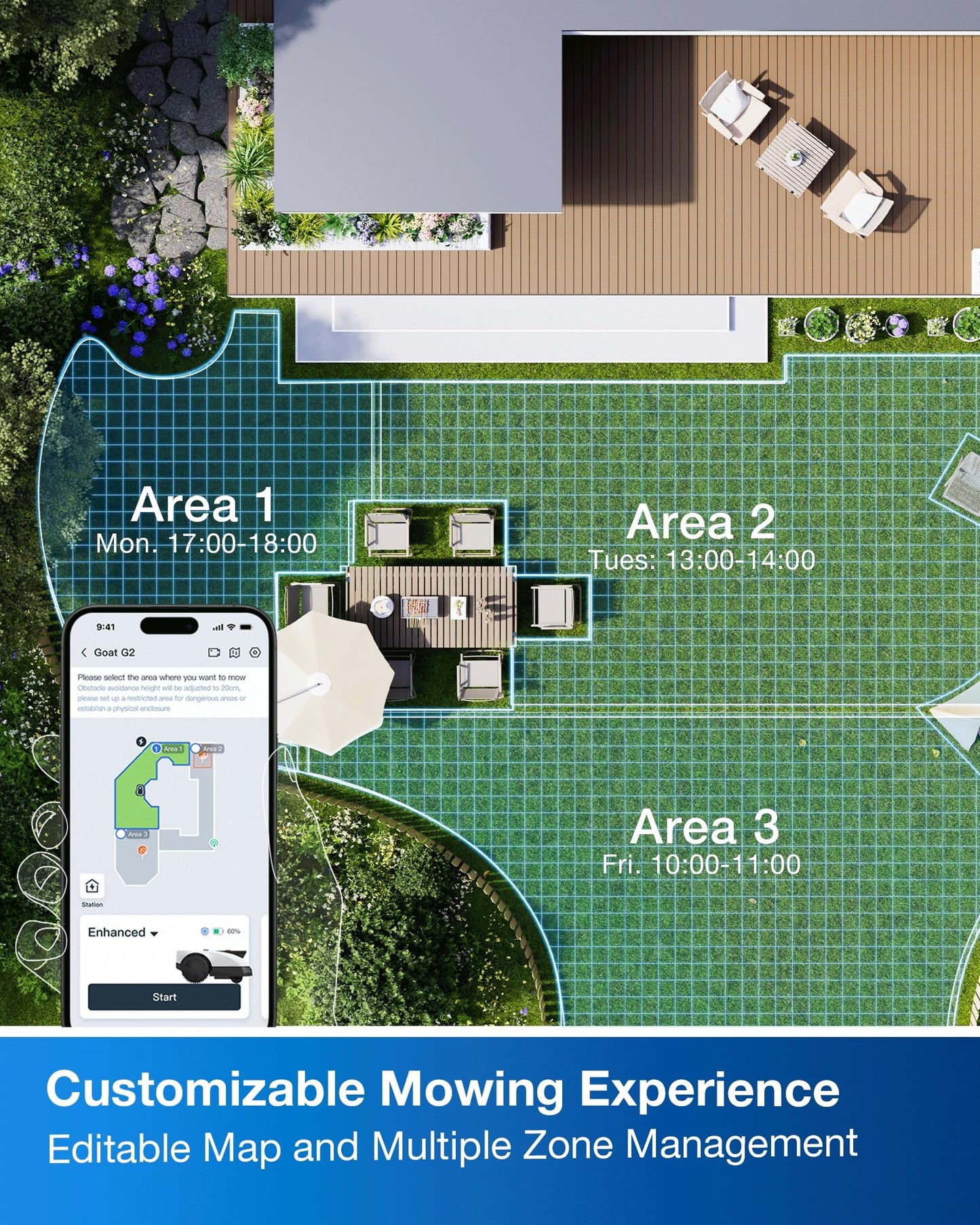 ECOVACS GOAT O1000 RTK Robotic Lawn Mower with Smart Multi-Zone Mapping